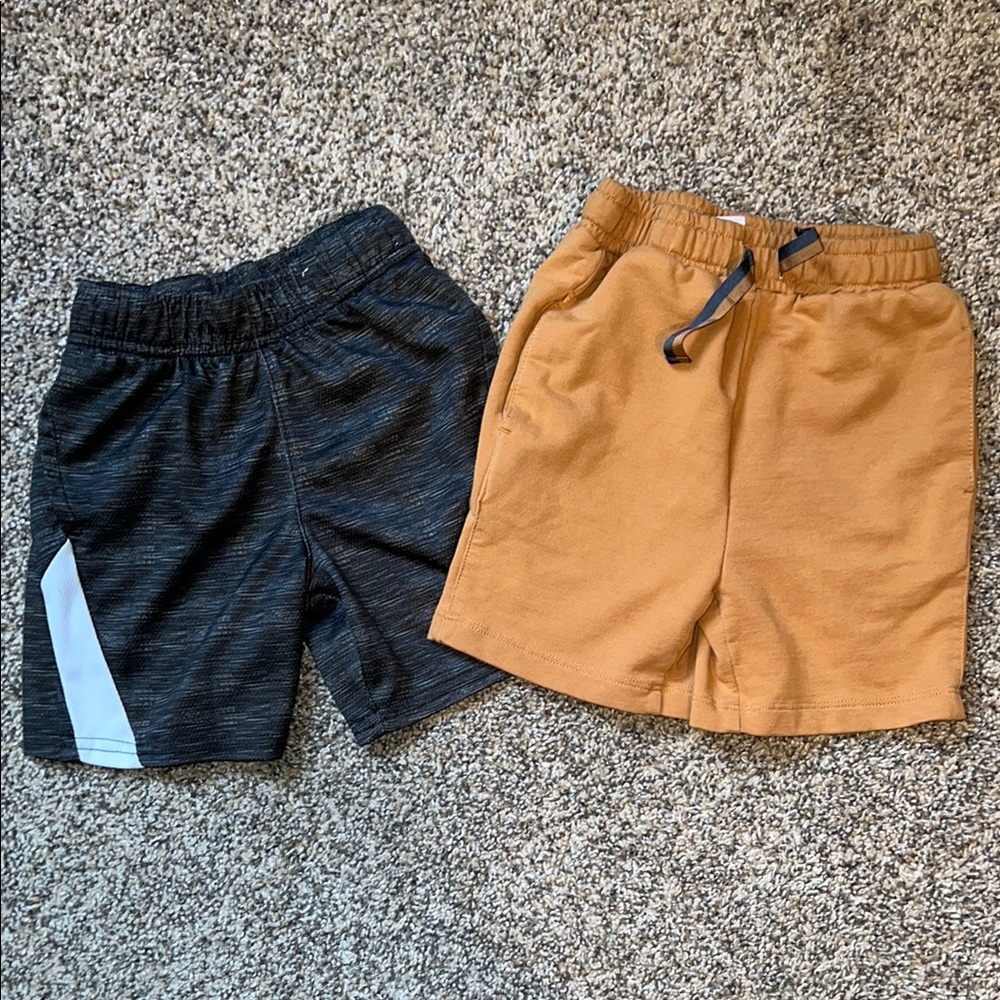 Black and White Athletic Shorts with Elastic Waistband